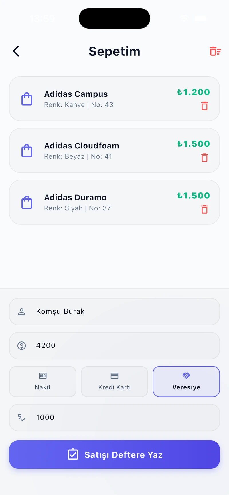 Hızlı Satış & Sepet